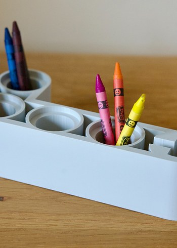 Çok Bölmeli Gri Masaüstü Kalemlik Lego Temalı - Görsel 2