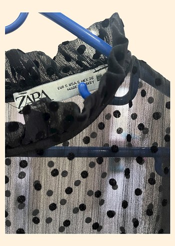 Zara Siyah Puantiyeli Uzun Kollu Bluz