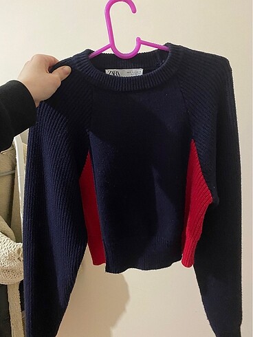 s Beden lacivert Renk ZARA TRİKO CROPPED KAZAK