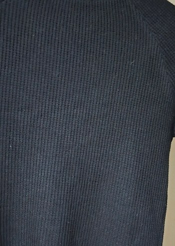 Bershka Yüksek Yakalı Siyah İnce Triko Kazak