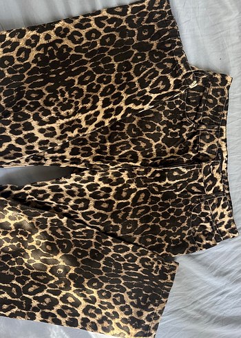34 Beden Kadın Leopar Desenli kot Pantolon