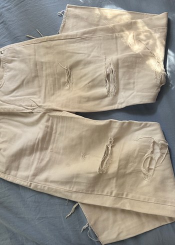 Düğmeli Beyaz Kadın kot Pantolon
