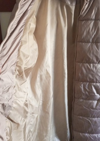 Düğmeli Bej Kadın Kışlık Mont - Görsel 5