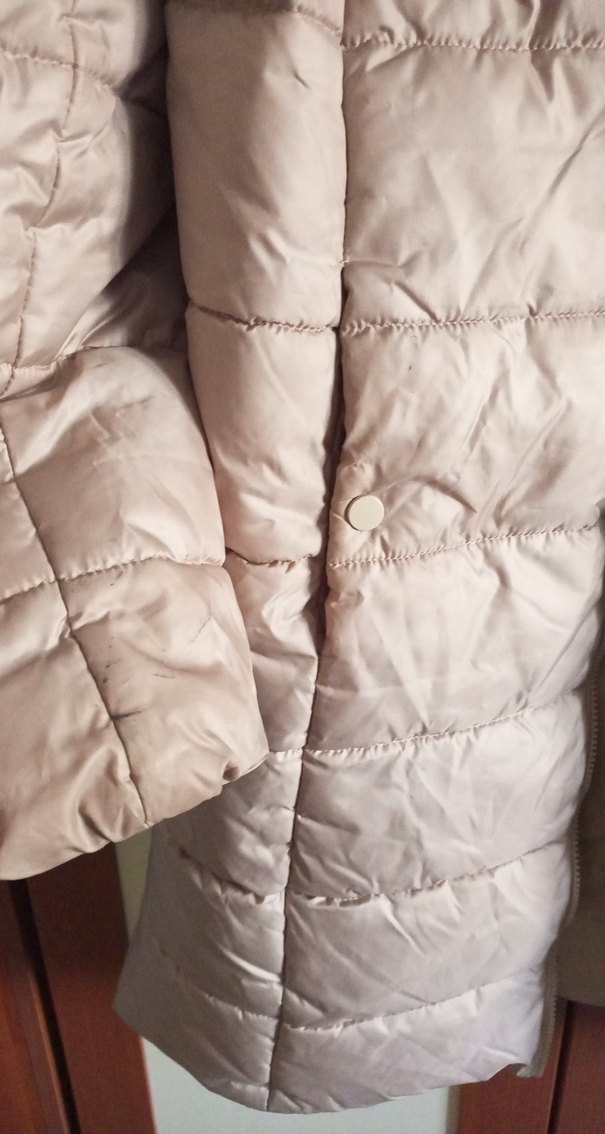 Düğmeli Bej Kadın Kışlık Mont - Görsel 3