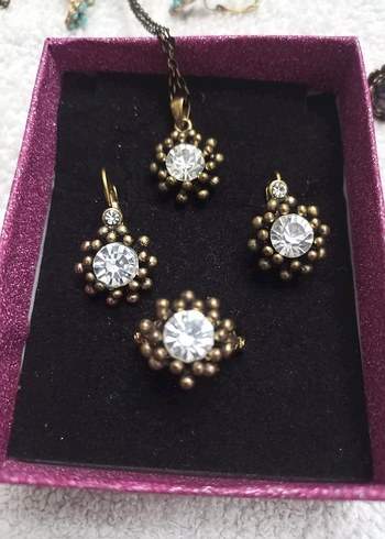 Vintage Haki Boncuklu Kadın Takı Seti - Görsel 6