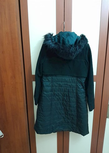 Siyah Kürklü Uzun Kadın Kışlık Mont - Görsel 2