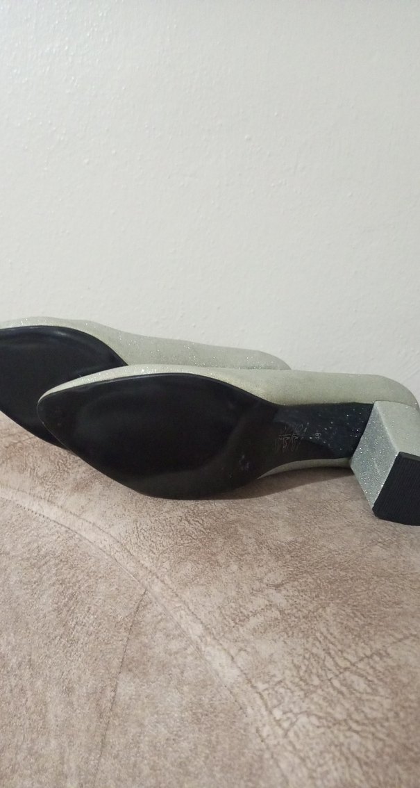 gümüş Simli Kadın Topuklu Ayakkabı - Görsel 5