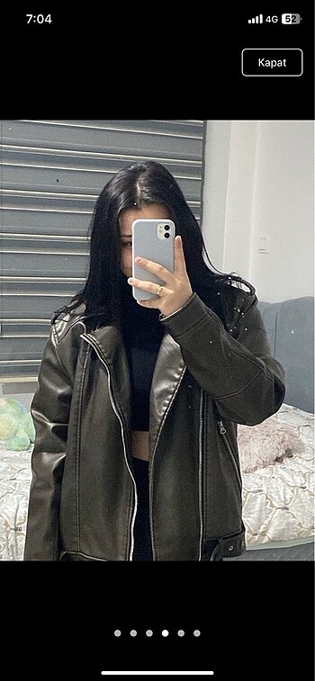 l Beden haki Renk pull and bear deri ceket