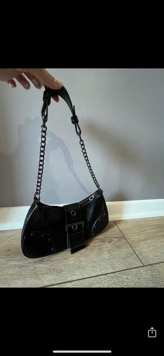 Pull&Bear Kemer Tokalı Siyah Deri Çanta - Görsel 3