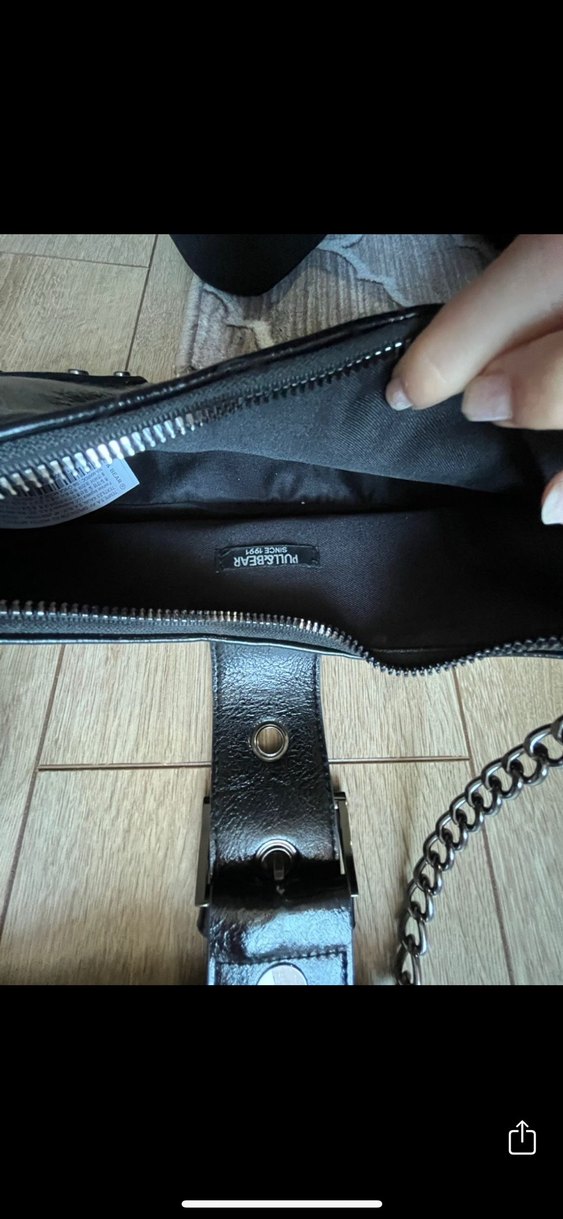 Pull&Bear Kemer Tokalı Siyah Deri Çanta - Görsel 5