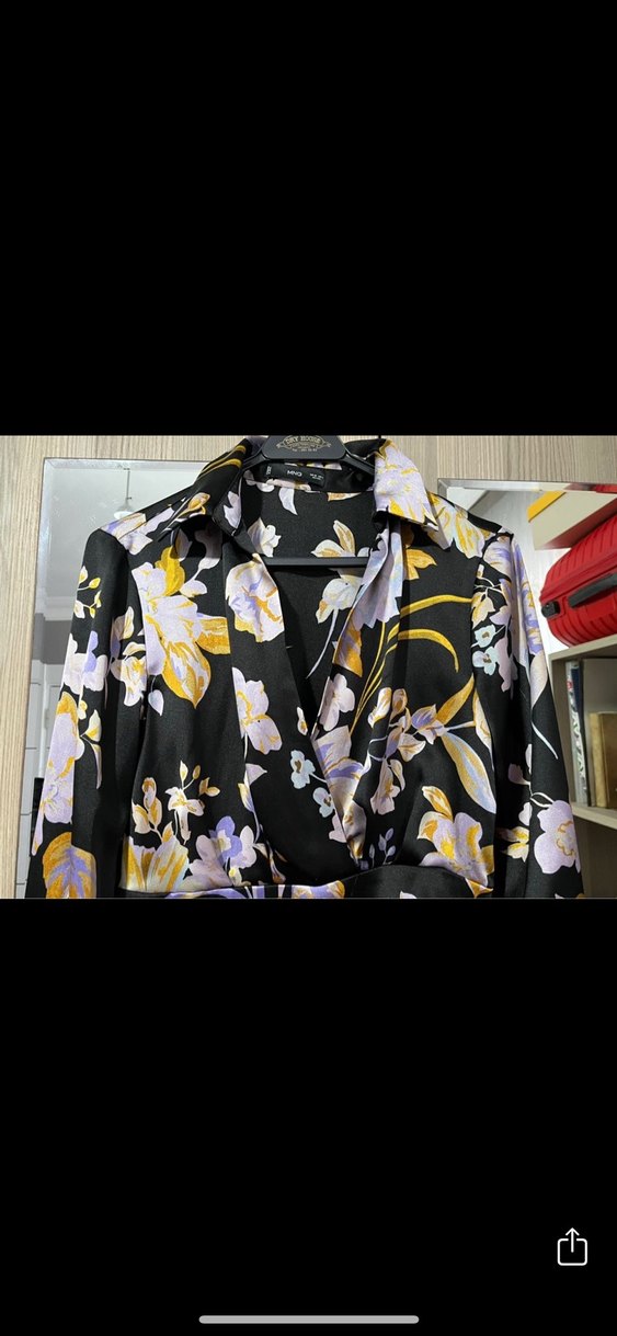 Mango Uzun Kollu Saten Şık Elbise - Görsel 2