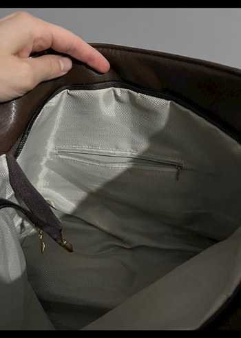 Kahverengi Deri Kadın Omuz Çantası - Görsel 3