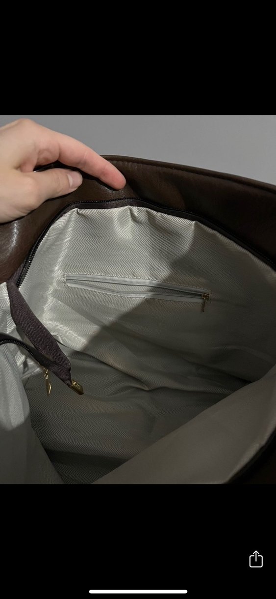 Kahverengi Deri Kadın Omuz Çantası - Görsel 3