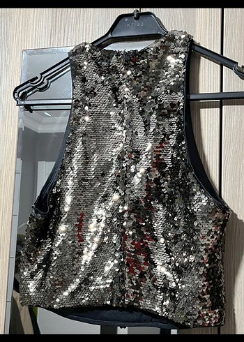 Kadın Payetli Gri Mini Üst - Görsel 2