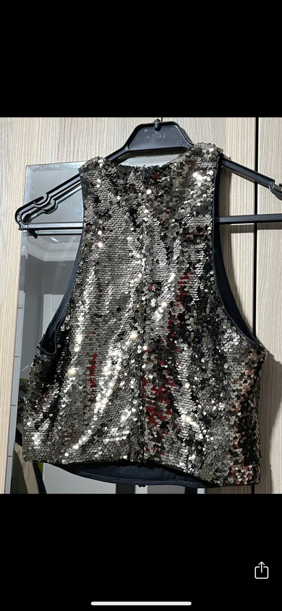 Kadın Payetli Gri Mini Üst - Görsel 2