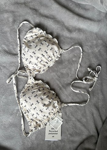 Hm Baskılı, Fırfırlı, İp Askılı üçgen Bikini Üstü
