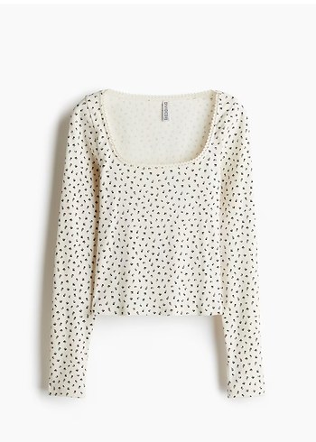 H&M Hm piko şeritli pamuklu üst