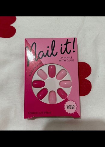 Pembe Yapıştırıcılı 24'lü Takma Tırnak Seti