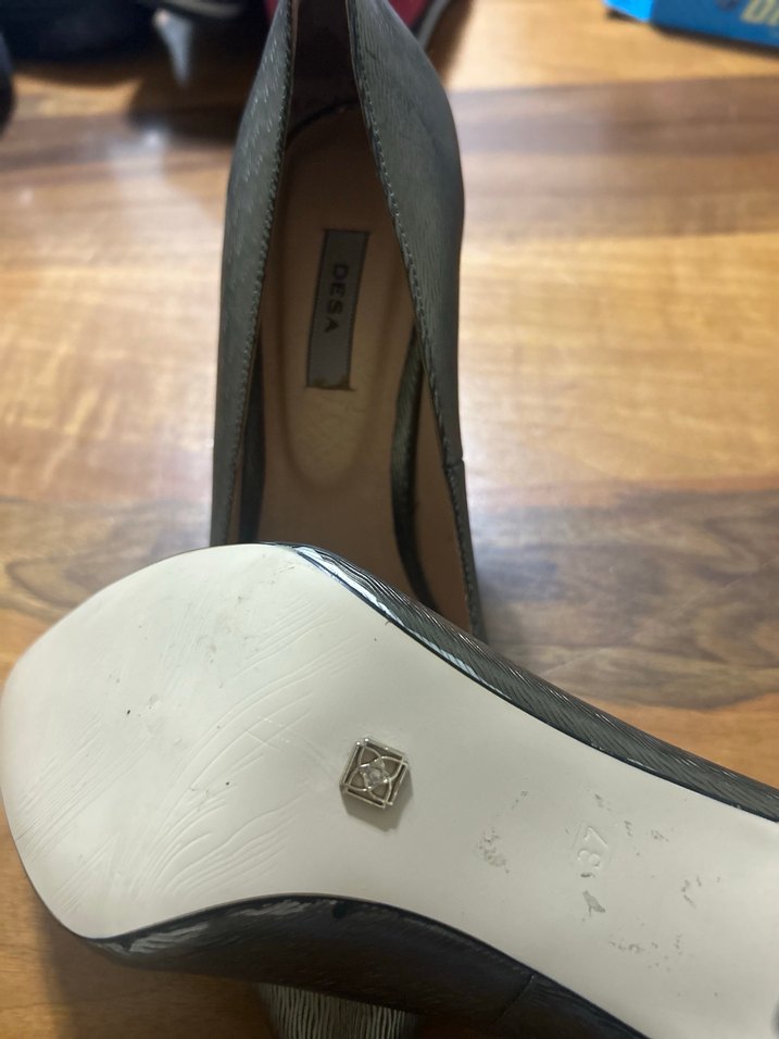 Kadın Gri Rugan Yılan Desenli Stiletto - Görsel 5