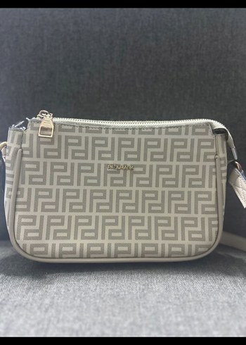 Gri Desenli Kadın Çanta Fermuarlı Modern Paulmark - Görsel 4