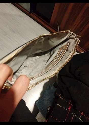 Gri Desenli Kadın Çanta Fermuarlı Modern Paulmark - Görsel 3