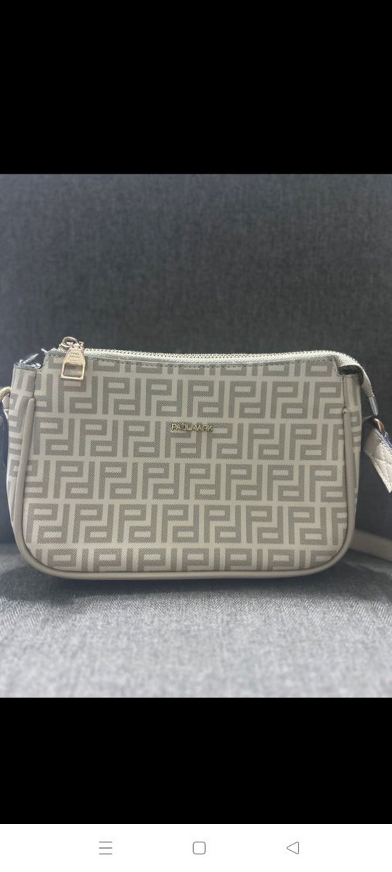 Gri Desenli Kadın Çanta Fermuarlı Modern Paulmark - Görsel 4
