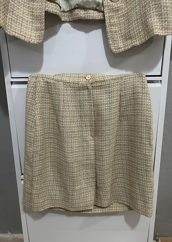 Bej Mini Kadın Keten Takım Elbise - Görsel 3