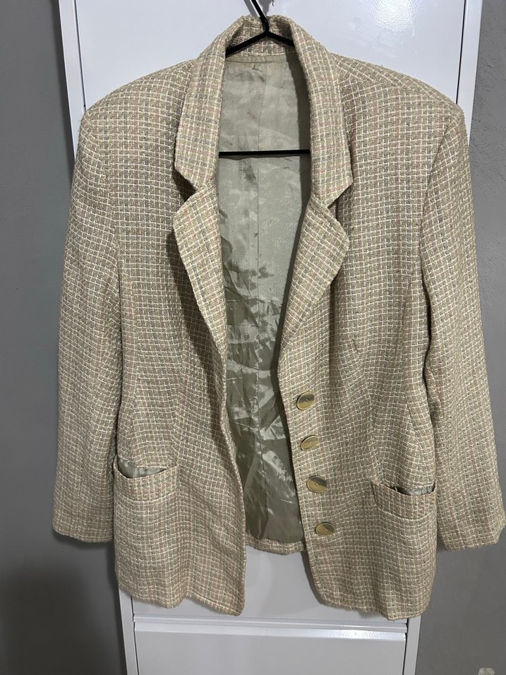 Bej Mini Kadın Keten Takım Elbise - Görsel 2