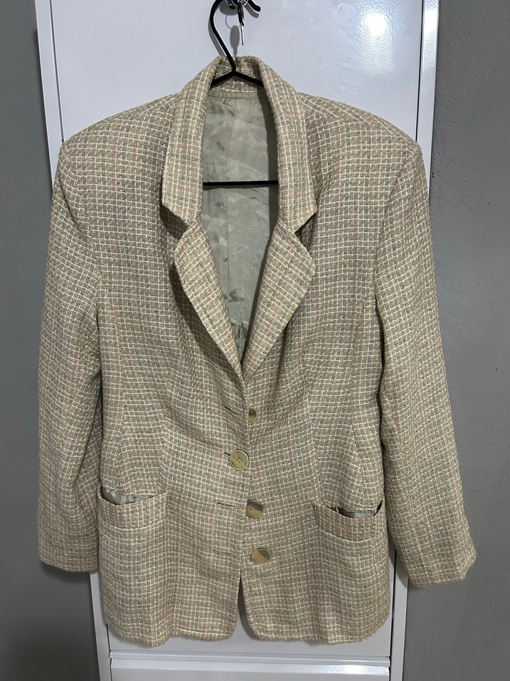 Bej Mini Kadın Keten Takım Elbise - Görsel 4