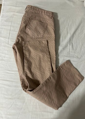 Kadın Bej Keten Fermuarlı Kumaş Pantolon - Görsel 3