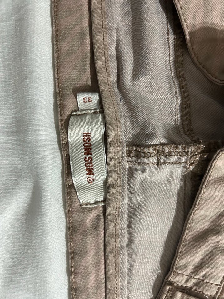 Kadın Bej Keten Fermuarlı Kumaş Pantolon - Görsel 2