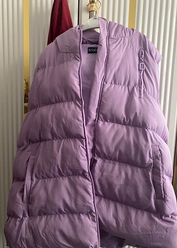 Mor Fermuarlı Kadın Puff Yelek - Görsel 6