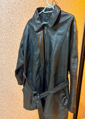 Kadın Siyah Deri Kemerli Ceket - Görsel 2