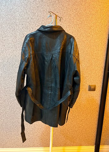 Kadın Siyah Deri Kemerli Ceket - Görsel 5