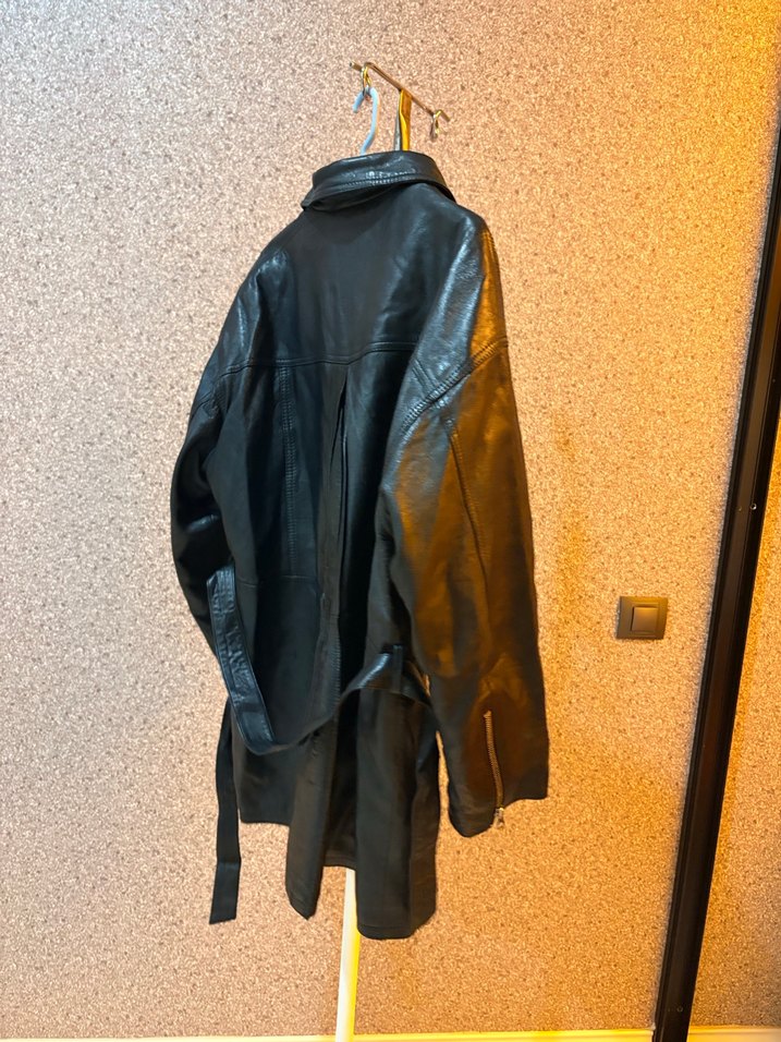 Kadın Siyah Deri Kemerli Ceket - Görsel 4