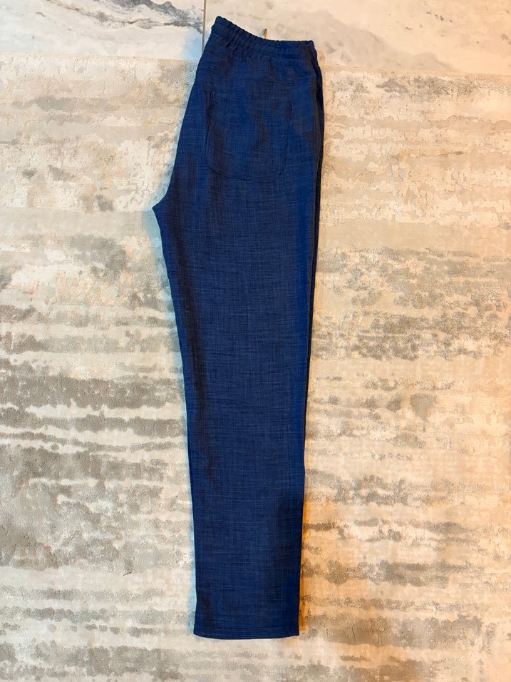 Erkek Mavi Keten Pantolon - Görsel 3
