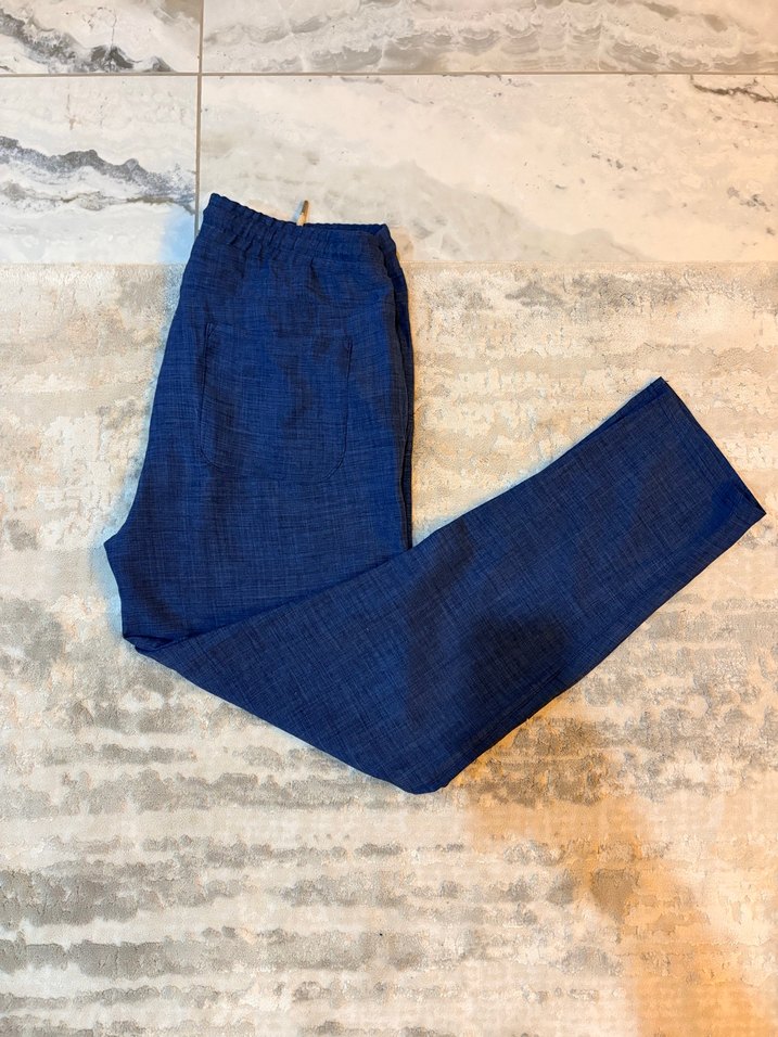 Erkek Mavi Keten Pantolon - Görsel 4