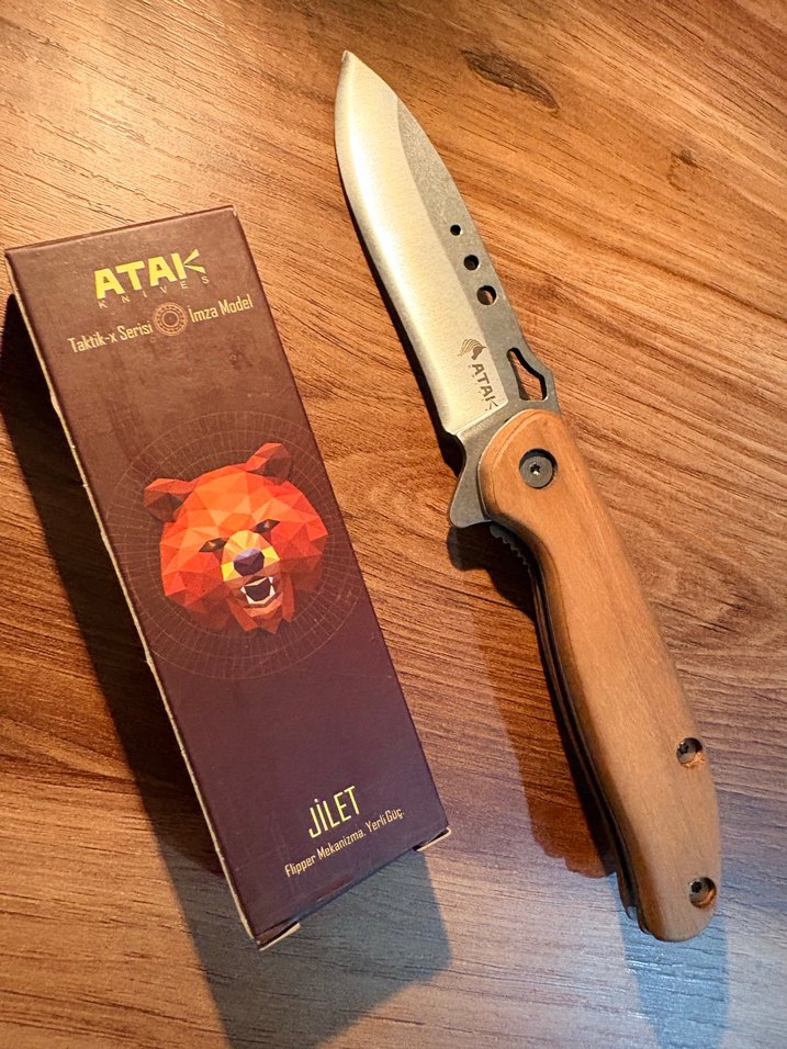 ATAK - Ahşap Kabza Yarı otomatik Çakı - Görsel 2