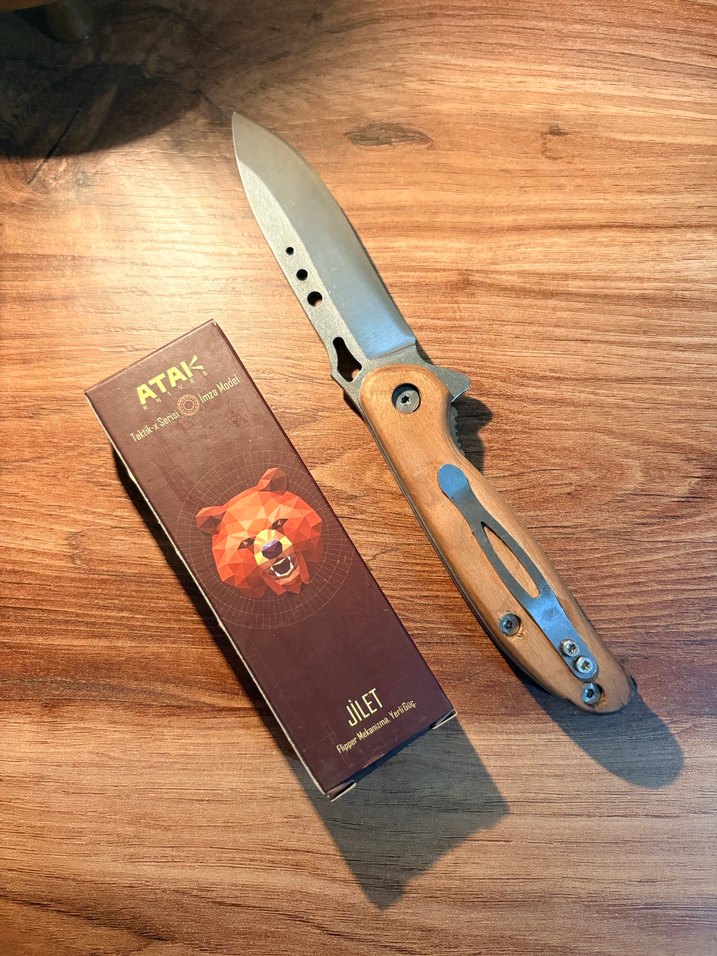 ATAK - Ahşap Kabza Yarı otomatik Çakı - Görsel 3