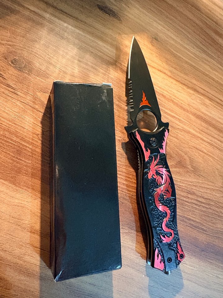 Ejderha Desenli Yarı Otomatik Çakı - Görsel 2