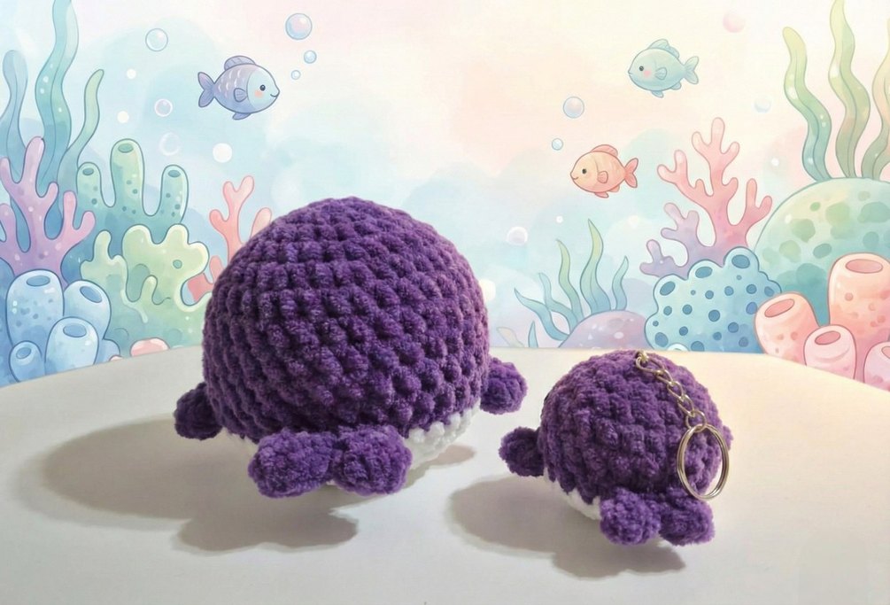 Mor Renkli Peluş Balina Oyuncak - Görsel 2