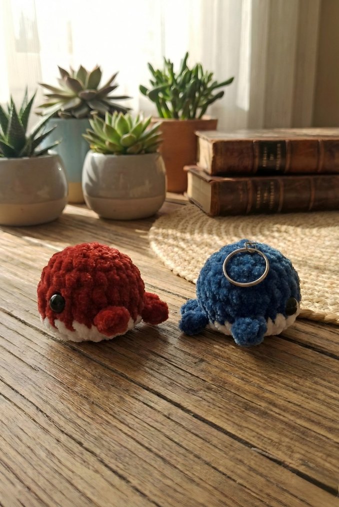 Renkli Sevimli Peluş Balina Anahtarlık Seti - Görsel 2