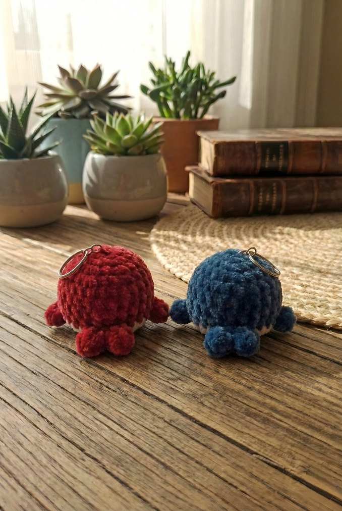 Renkli Sevimli Peluş Balina Anahtarlık Seti - Görsel 3