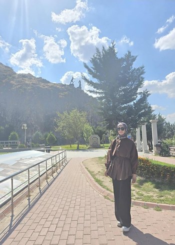 xl Beden kahverengi Renk Kemerli Tunik