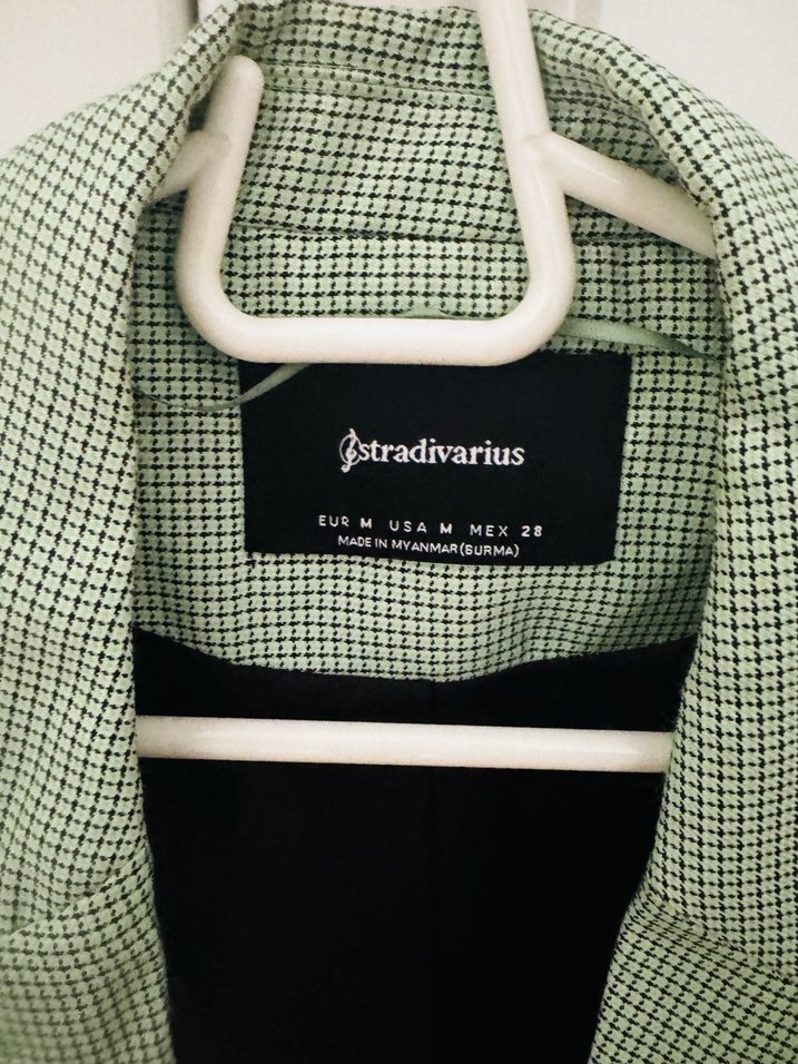 Stradivarius Düğmeli Yeşil Kadın Blazer Ceket - Görsel 2