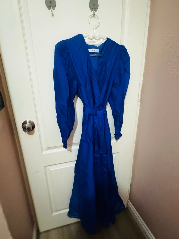 Gusto Mavi V Yaka Elbise - Görsel 2