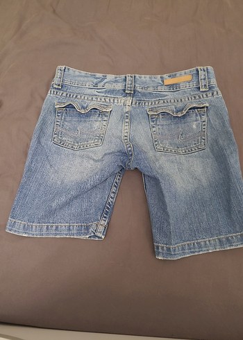 s Beden Düğmeli Mini Mavi Kadın Denim Şort