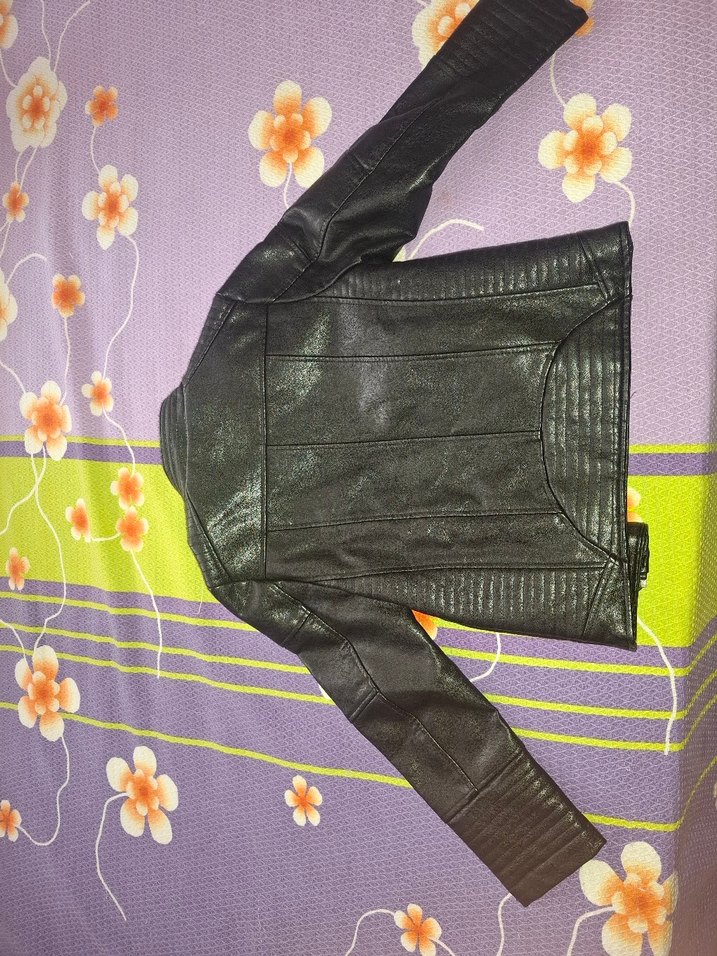 Siyah Kadın Deri Biker Ceket( 122 cm 7 yaş) - Görsel 4