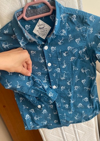 4 Yaş Beden mavi Renk Erkek Çocuk Uzun Kollu Denim Gömlek