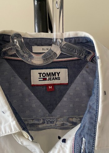m Beden Tommy JEANS Beyaz Uzun Kollu Pamuklu Gömlek